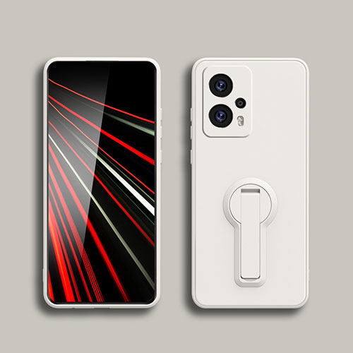 Ultra-thin Silicone Gel Soft Case Cover with Stand S01 for Xiaomi Redmi Note 11T Pro 5G White