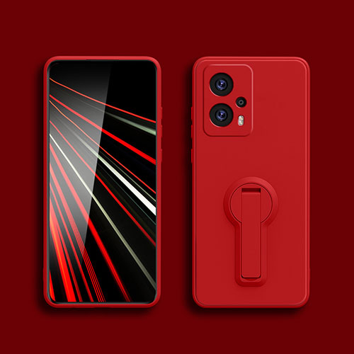 Ultra-thin Silicone Gel Soft Case Cover with Stand S01 for Xiaomi Redmi Note 11T Pro+ Plus 5G Red