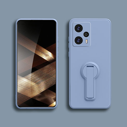 Ultra-thin Silicone Gel Soft Case Cover with Stand S01 for Xiaomi Redmi Note 12 Turbo 5G Lavender Gray