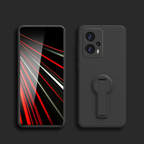 Ultra-thin Silicone Gel Soft Case Cover with Stand S01 for Xiaomi Redmi Note 12T Pro 5G Black