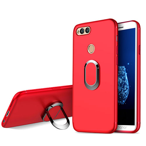 Ultra-thin Silicone Gel Soft Case with Finger Ring Stand A01 for Huawei Honor Play 7X Red