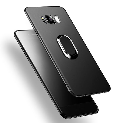 Ultra-thin Silicone Gel Soft Case with Finger Ring Stand A02 for Samsung Galaxy S8 Black