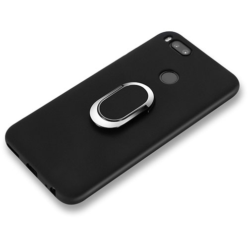 Ultra-thin Silicone Gel Soft Case with Finger Ring Stand A02 for Xiaomi Mi 6 Black