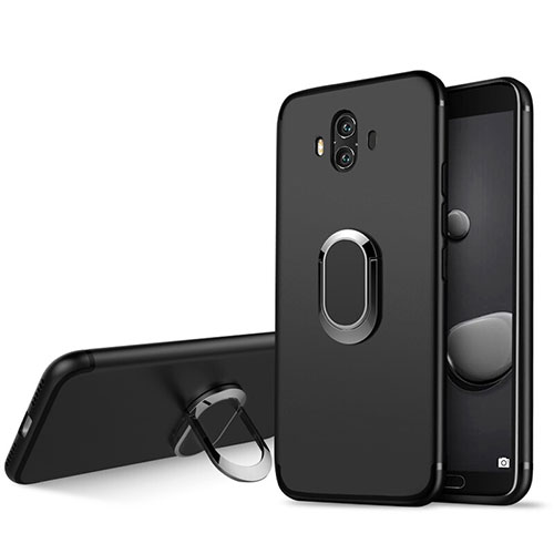 Ultra-thin Silicone Gel Soft Case with Finger Ring Stand A04 for Huawei Mate 10 Black