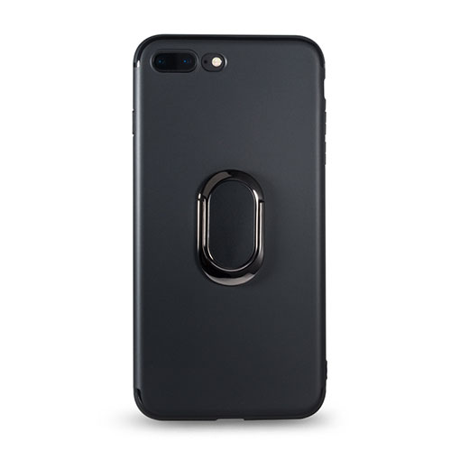 Ultra-thin Silicone Gel Soft Case with Finger Ring Stand for Apple iPhone 7 Plus Black