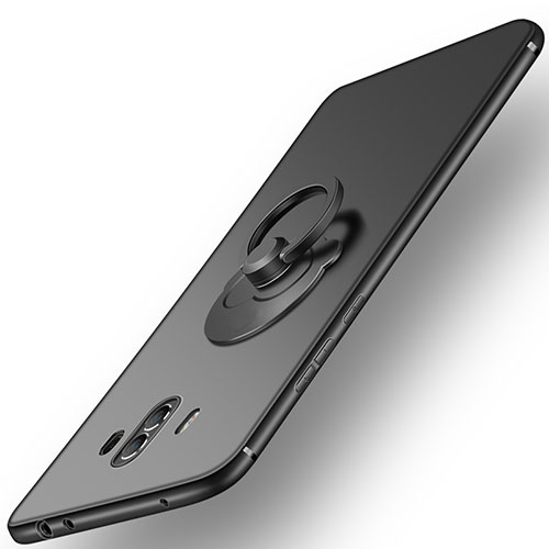 Ultra-thin Silicone Gel Soft Case with Finger Ring Stand for Huawei Mate 10 Black