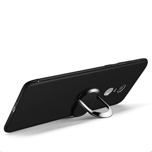 Ultra-thin Silicone Gel Soft Case with Finger Ring Stand for Xiaomi Redmi Note 4 Standard Edition Black