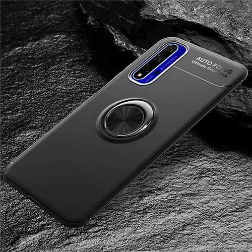Ultra-thin Silicone Gel Soft Case with Magnetic Finger Ring Stand for Huawei Honor 20S Black