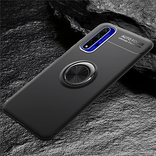 Ultra-thin Silicone Gel Soft Case with Magnetic Finger Ring Stand for Huawei Nova 5T Black