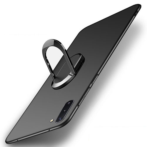 Ultra-thin Silicone Gel Soft Case with Magnetic Finger Ring Stand K01 for Samsung Galaxy Note 10 Black