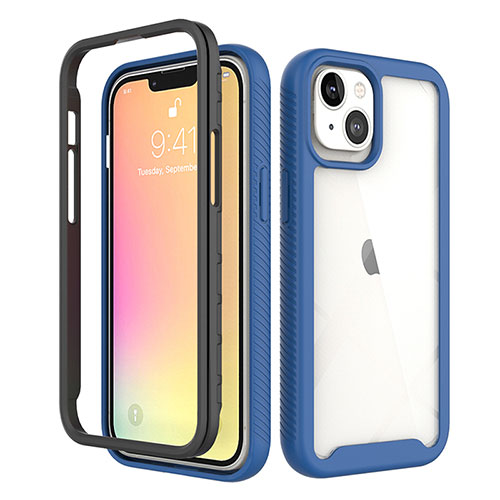 Ultra-thin Silicone Gel Soft Matte Finish Front and Back Case 360 Degrees Cover for Apple iPhone 13 Mini Blue