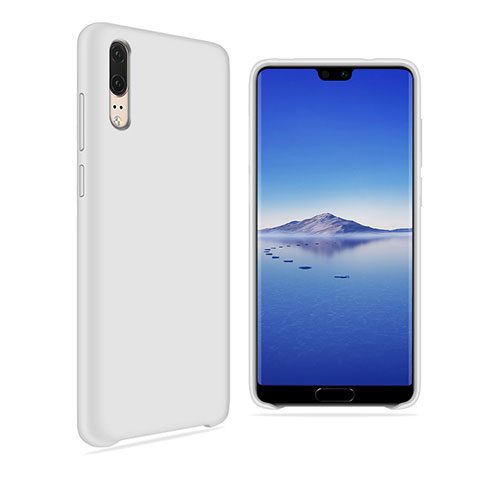 Ultra-thin Silicone Gel Soft Matte Finish Front and Back Case 360 Degrees Cover for Huawei P20 White