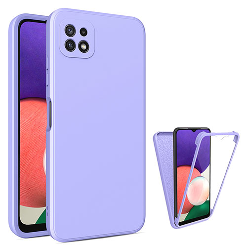 Ultra-thin Silicone Gel Soft Matte Finish Front and Back Case 360 Degrees Cover for Samsung Galaxy A22 5G Clove Purple