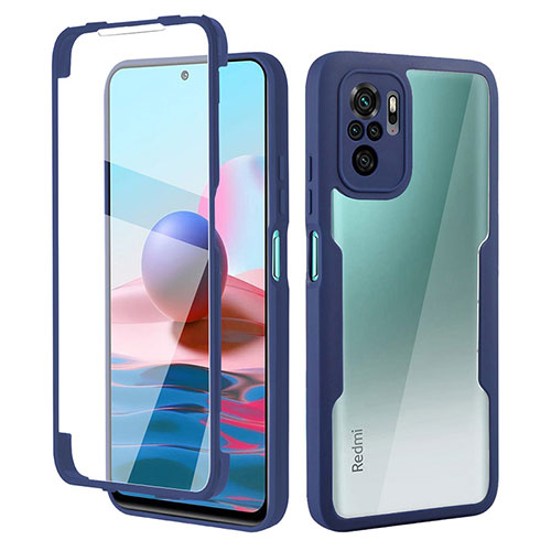 Ultra-thin Silicone Gel Soft Matte Finish Front and Back Case 360 Degrees Cover for Xiaomi Redmi Note 10 4G Blue