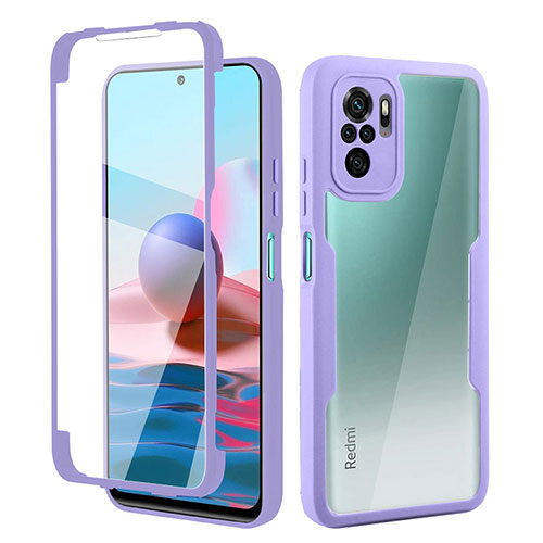 Ultra-thin Silicone Gel Soft Matte Finish Front and Back Case 360 Degrees Cover for Xiaomi Redmi Note 10S 4G Clove Purple