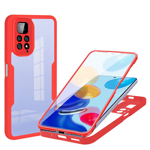 Ultra-thin Silicone Gel Soft Matte Finish Front and Back Case 360 Degrees Cover for Xiaomi Redmi Note 11S 4G Red