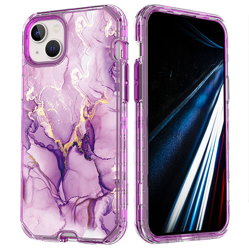 Ultra-thin Silicone Gel Soft Matte Finish Front and Back Case 360 Degrees Cover YJ1 for Apple iPhone 13 Pro Max Purple