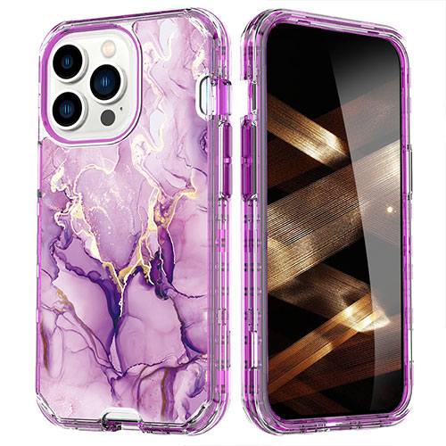 Ultra-thin Silicone Gel Soft Matte Finish Front and Back Case 360 Degrees Cover YJ1 for Apple iPhone 14 Pro Max Purple