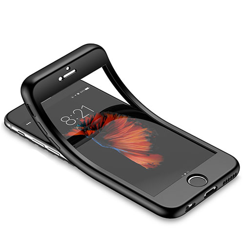 Ultra-thin Silicone Gel Soft Matte Finish Front and Back Case 360 Degrees for Apple iPhone 6 Black