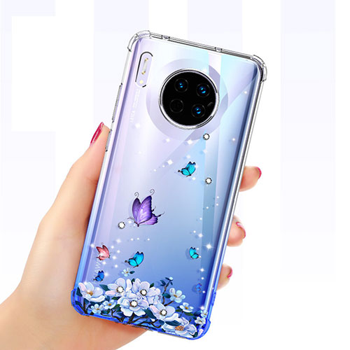 Ultra-thin Transparent Butterfly Soft Case Cover for Huawei Mate 30 5G Blue