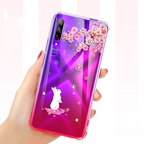 Ultra-thin Transparent Flowers Soft Case Cover for Huawei P Smart Pro (2019) Red