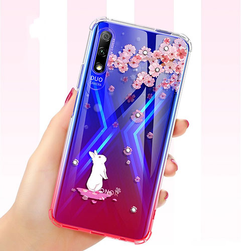 Ultra-thin Transparent Flowers Soft Case Cover for Huawei P Smart Z (2019) Red