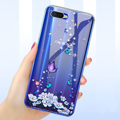 Ultra-thin Transparent Flowers Soft Case Cover for Oppo RX17 Neo Purple