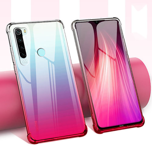 Ultra-thin Transparent Flowers Soft Case Cover for Xiaomi Redmi Note 8T Red