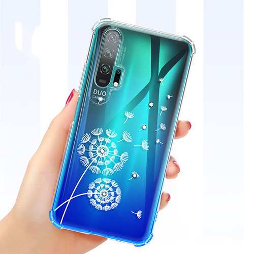 Ultra-thin Transparent Flowers Soft Case Cover K01 for Huawei Honor 20 Pro White