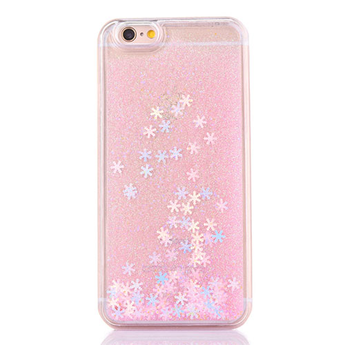Ultra-thin Transparent Flowers Soft Case Cover T01 for Apple iPhone 6 Plus Rose Gold