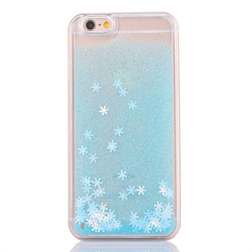 Ultra-thin Transparent Flowers Soft Case Cover T01 for Apple iPhone 6 Sky Blue