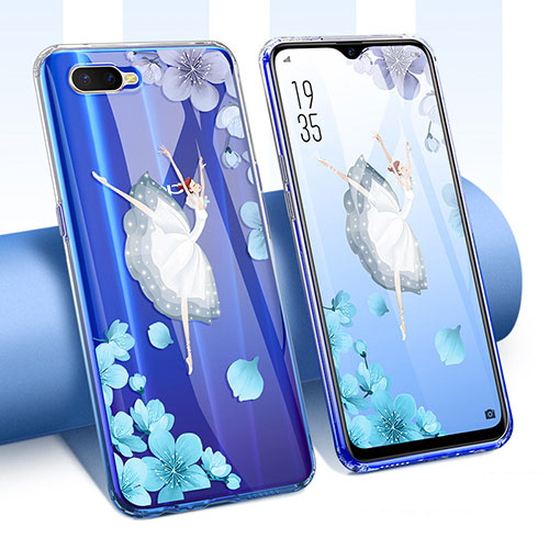 Ultra-thin Transparent Flowers Soft Case Cover T01 for Oppo K1 White