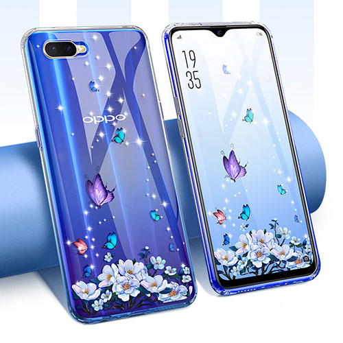 Ultra-thin Transparent Flowers Soft Case Cover T01 for Oppo R15X Purple