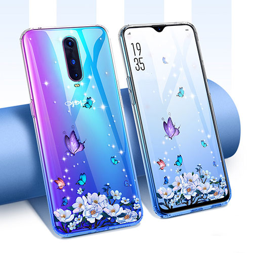 Ultra-thin Transparent Flowers Soft Case Cover T01 for Oppo R17 Pro Blue