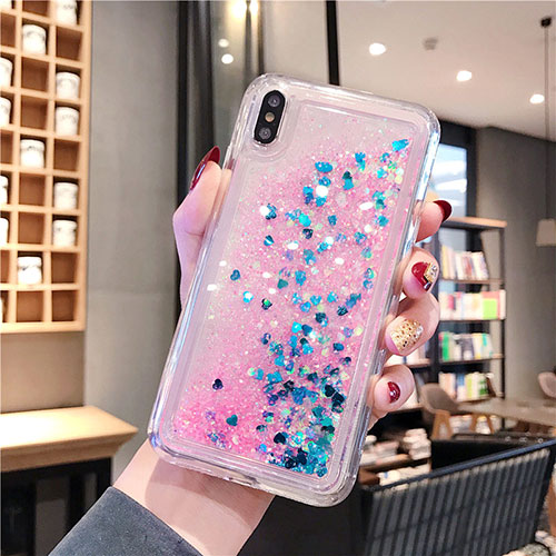 Ultra-thin Transparent Flowers Soft Case Cover T02 for Apple iPhone XR Pink