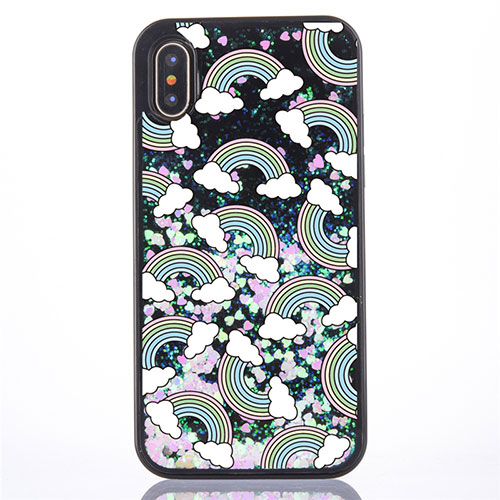 Ultra-thin Transparent Flowers Soft Case Cover T06 for Apple iPhone Xs Max Black