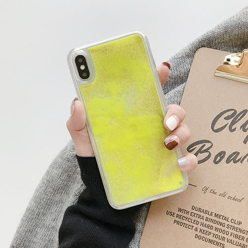 Ultra-thin Transparent Flowers Soft Case Cover T12 for Apple iPhone Xs Max Yellow