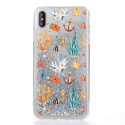 Ultra-thin Transparent Flowers Soft Case Cover T17 for Apple iPhone X White