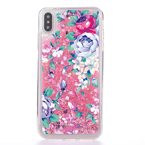 Ultra-thin Transparent Flowers Soft Case Cover T18 for Apple iPhone X Rose Gold