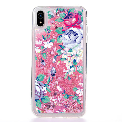 Ultra-thin Transparent Flowers Soft Case Cover T18 for Apple iPhone XR Rose Gold