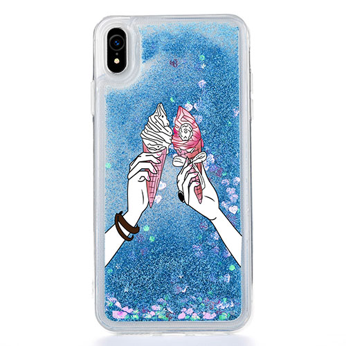 Ultra-thin Transparent Flowers Soft Case Cover T20 for Apple iPhone XR Blue