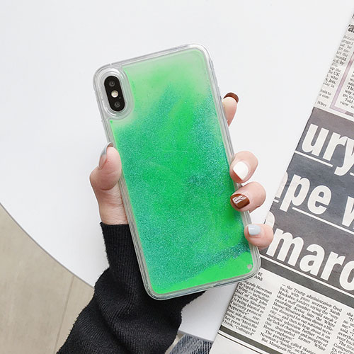 Ultra-thin Transparent Flowers Soft Case Cover Z03 for Apple iPhone Xs Green