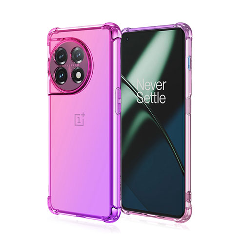 Ultra-thin Transparent Gel Gradient Soft Case Cover for OnePlus 11 5G Hot Pink