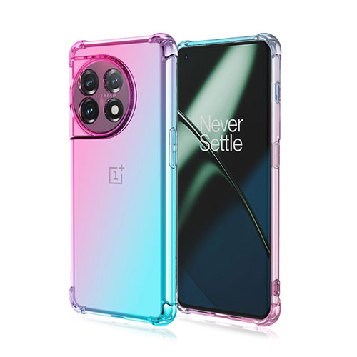 Ultra-thin Transparent Gel Gradient Soft Case Cover for OnePlus Ace 2 5G Cyan