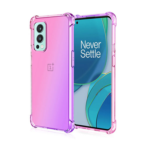 Ultra-thin Transparent Gel Gradient Soft Case Cover for OnePlus Nord 2 5G Hot Pink