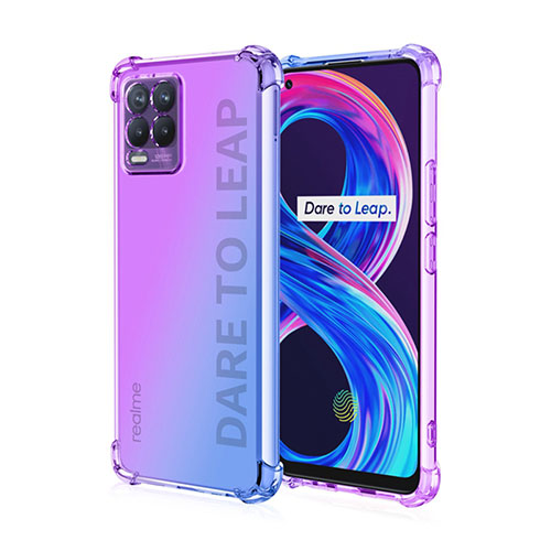 Ultra-thin Transparent Gel Gradient Soft Case Cover for Realme 8 4G Clove Purple