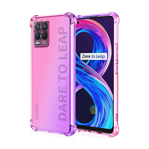 Ultra-thin Transparent Gel Gradient Soft Case Cover for Realme 8 4G Hot Pink