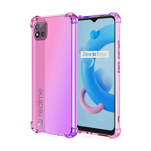 Ultra-thin Transparent Gel Gradient Soft Case Cover for Realme C11 (2021) Hot Pink