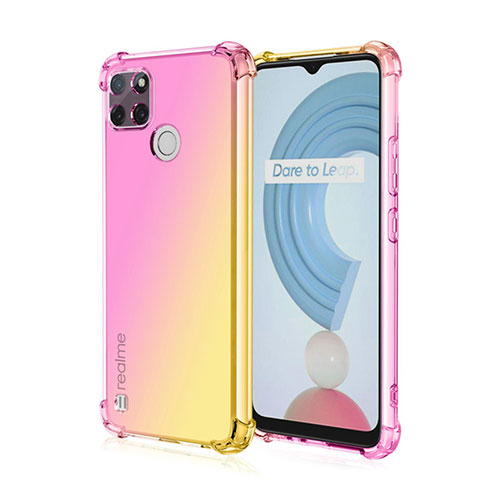 Ultra-thin Transparent Gel Gradient Soft Case Cover for Realme C21Y Pink