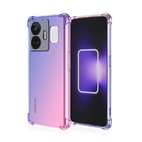 Ultra-thin Transparent Gel Gradient Soft Case Cover for Realme GT Neo5 240W 5G Blue